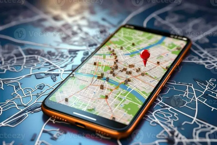 Smartphone affichant un itinéraire sur une carte